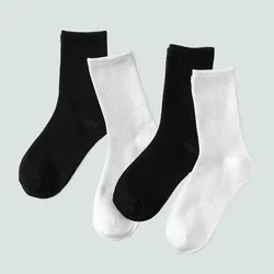 5 Pairs High Quality Men Crew Fashion Cotton Socks New Black White Middle Tube Streetwear Soft Breathable Casual Sports Socks