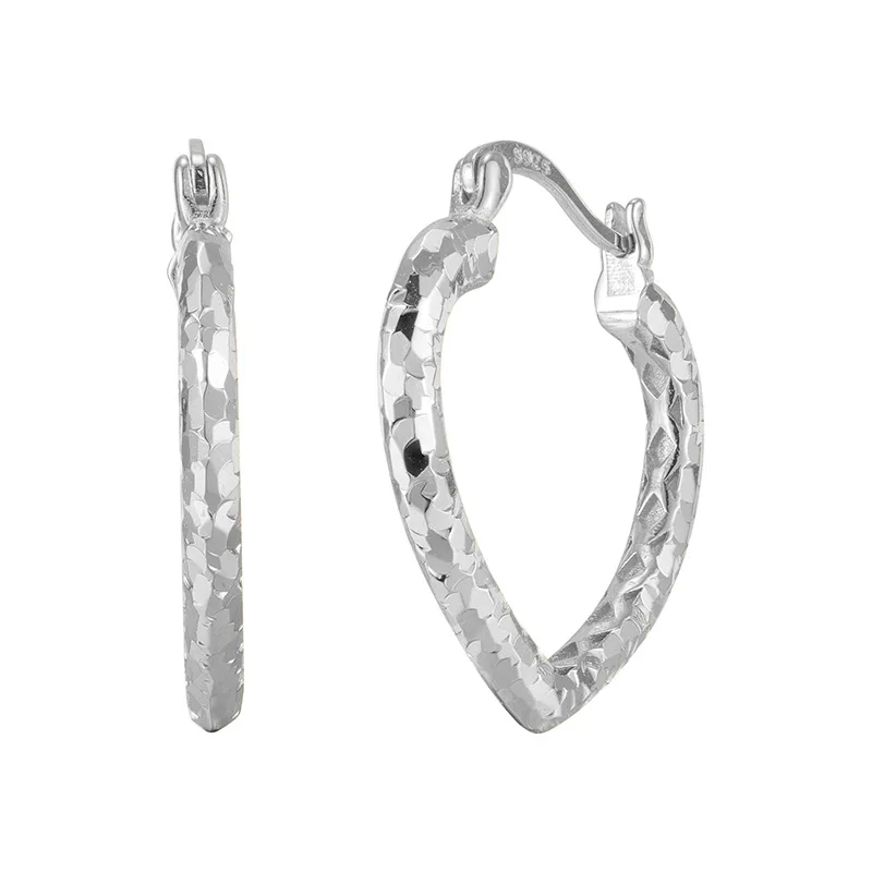 New High-end S925 Pure Silver Exquisite Crushed Ice Heart Shaped Sparkling Earrings Wedding Jewelry