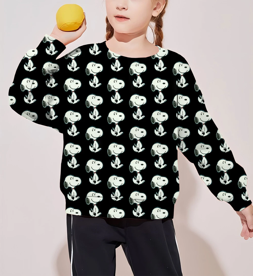 2024 Fashion New Snoopy Print Cute Girls Round Neck Sweater Autumn and Winter Casual Long Sleeve Pullover