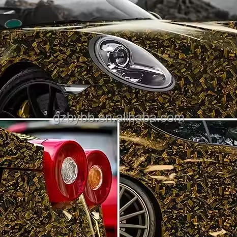 Kristal Gesmeed Koolstofvezel Goud Wrapping Vinyl Film Drooggebonden Auto-interieur Cover Kleur Film voor BMW F30 Koolstofvezel 1.52 m * 15 m