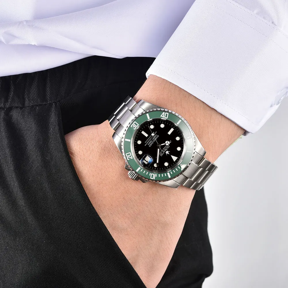 Reloj personalizado de 40mm con movimiento NH35, reloj mecánico automático con cristal de zafiro, correa de acero, reloj de negocios resistente al agua