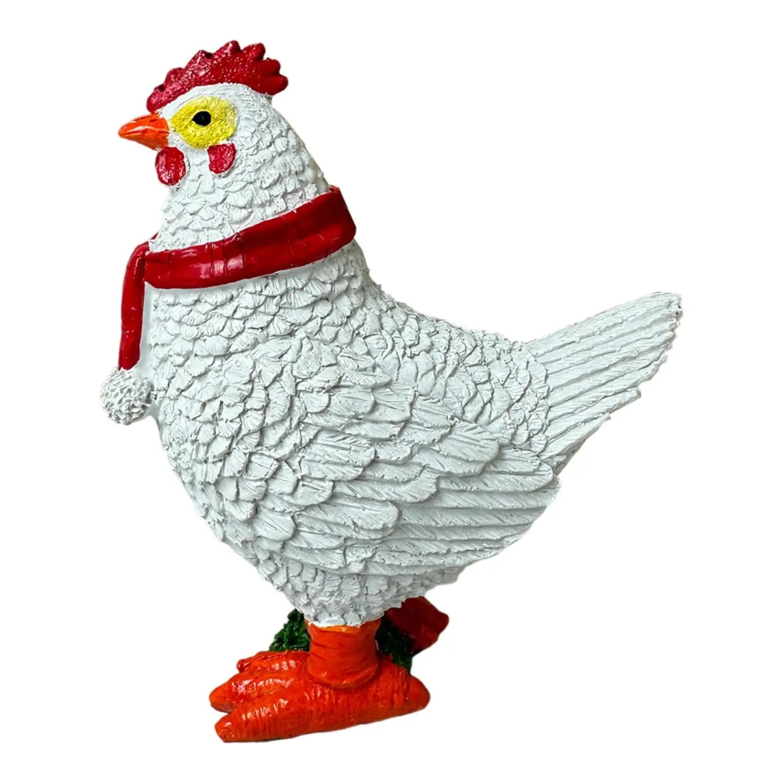 Christmas Chicken Statue Xmas Decor Creative Holiday Gift Resin Crafts Animal Figurine for Patio Courtyard Outside Lawn Pond