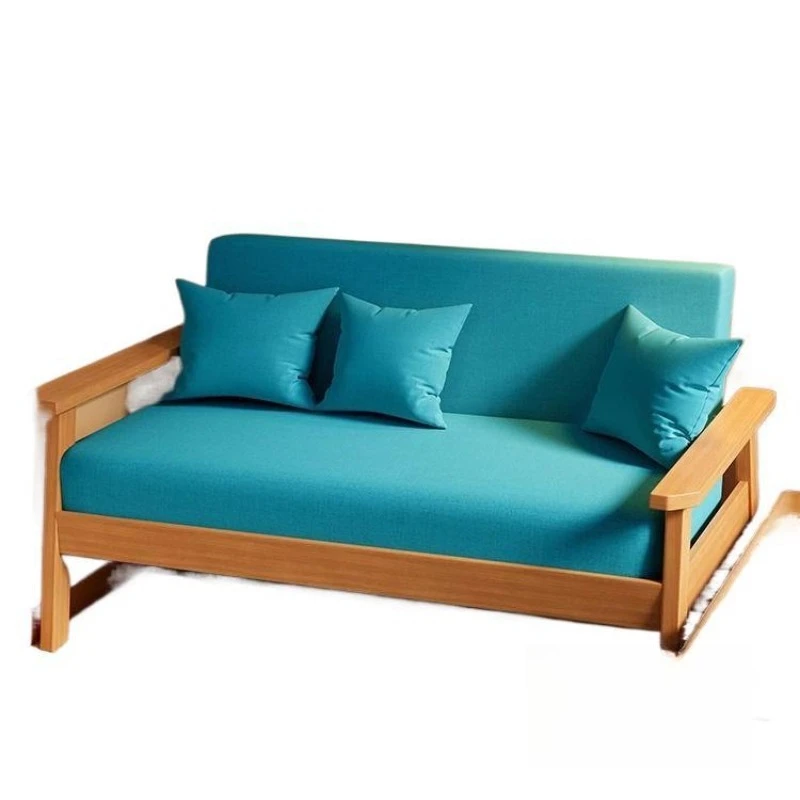 

Solid wood sofa, small apartment fabric sofa, straight row sofa