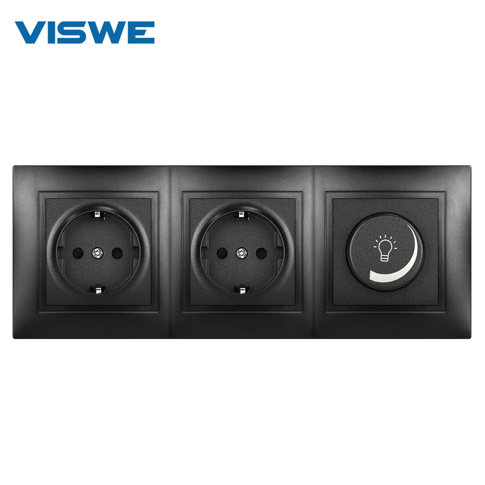 VISWE G Series Light switch Dimmer with EU Usb wall socket, PC panel Suitable for round box