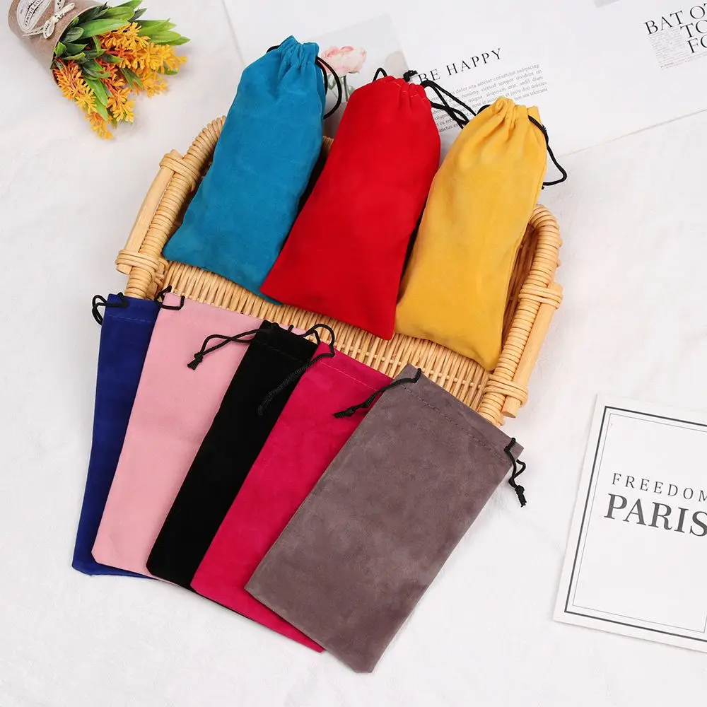 Soft Solid Color Drawstring Pouch Bags Portable Glasses Cloth Bags Practical Durable Glasses Cloth Bags Eyeglasses Pouch