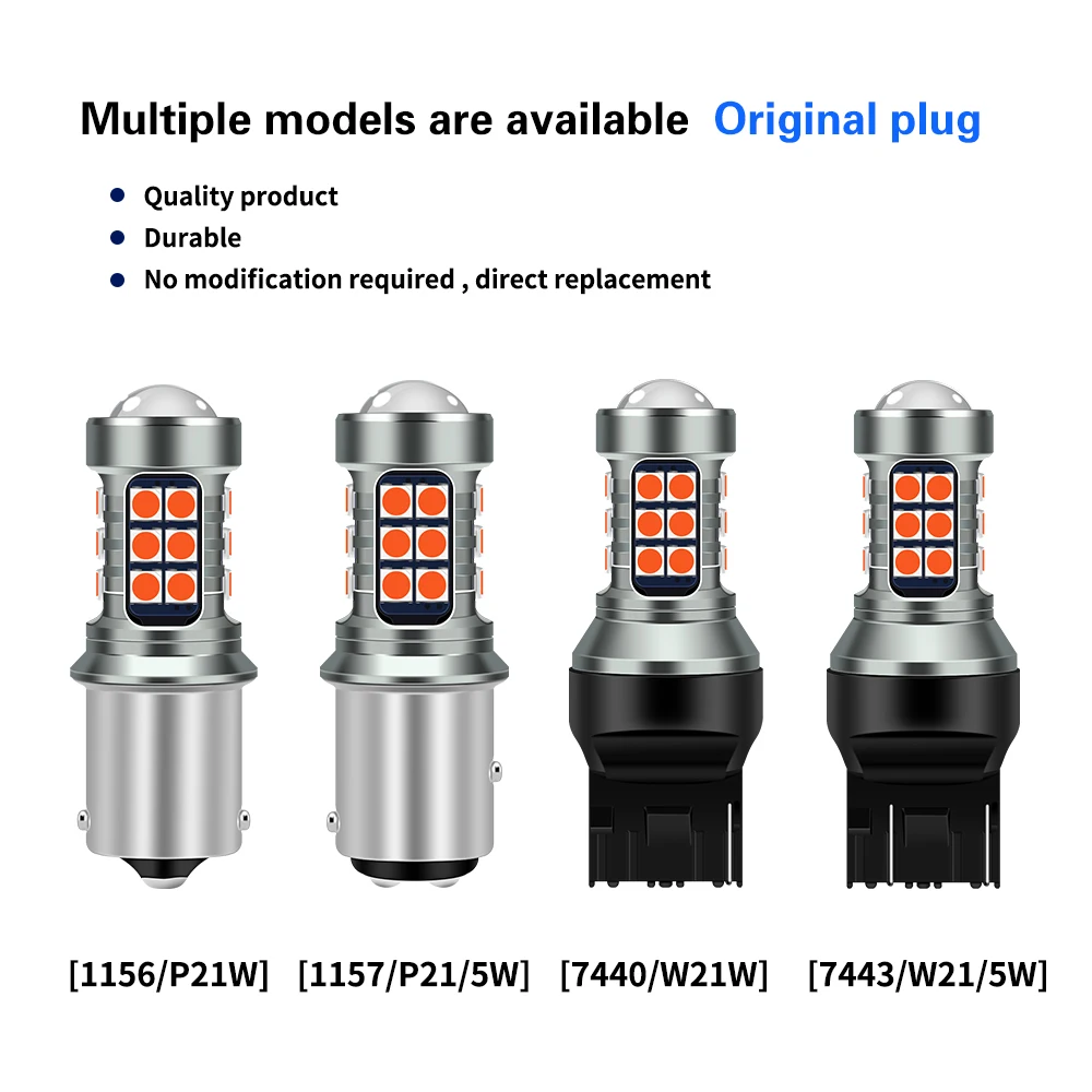 2Pcs 27SMD Red 1157 1156 T20 W21W LED Strobe 5 Times Stop Bulbs Tail Blinking Light Turn Signal Lamp Brake Light Driving Light