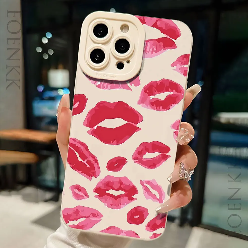 Gothic Style Black Lip Phone Case For iPhone 15 14 13 12 11 Pro Max XS X XR 7 8 Plus SE 2020 Mini Shockproof Soft Silicone Cover