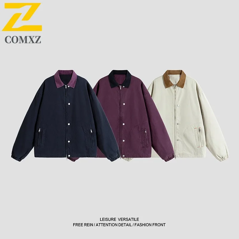 COMXZ الوقوف طوق قسط سترة الرجال في الهواء الطلق ركوب الدراجات الخفيفة معطف دراجة نارية الاستخدام اليومي مريح طويل الأمد الخريف ملابس جديدة #5