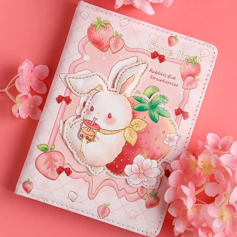 

Cartoon Rabbit Note Paper Magnetic Buckle 112 Pages PU Leather Palm Notebook Scrapbook Animal Notepad Memorandum Students