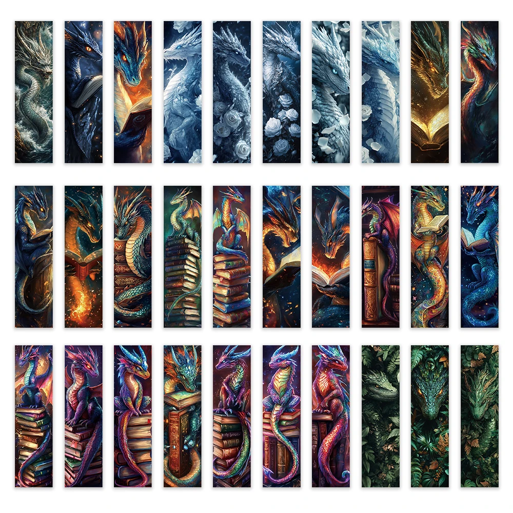 32pcs, Mythical Dragon Series Bookmarks, suitable for teachers, readers, and book lovers, birthday gifts