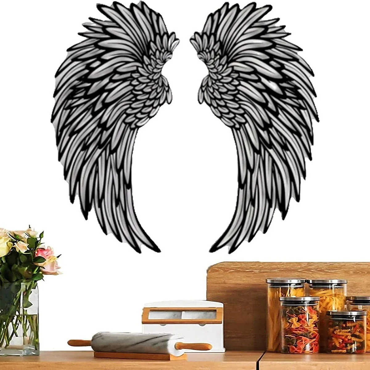 Black Angel Wings Luminous wings wall hangings, iron arts and crafts decoration