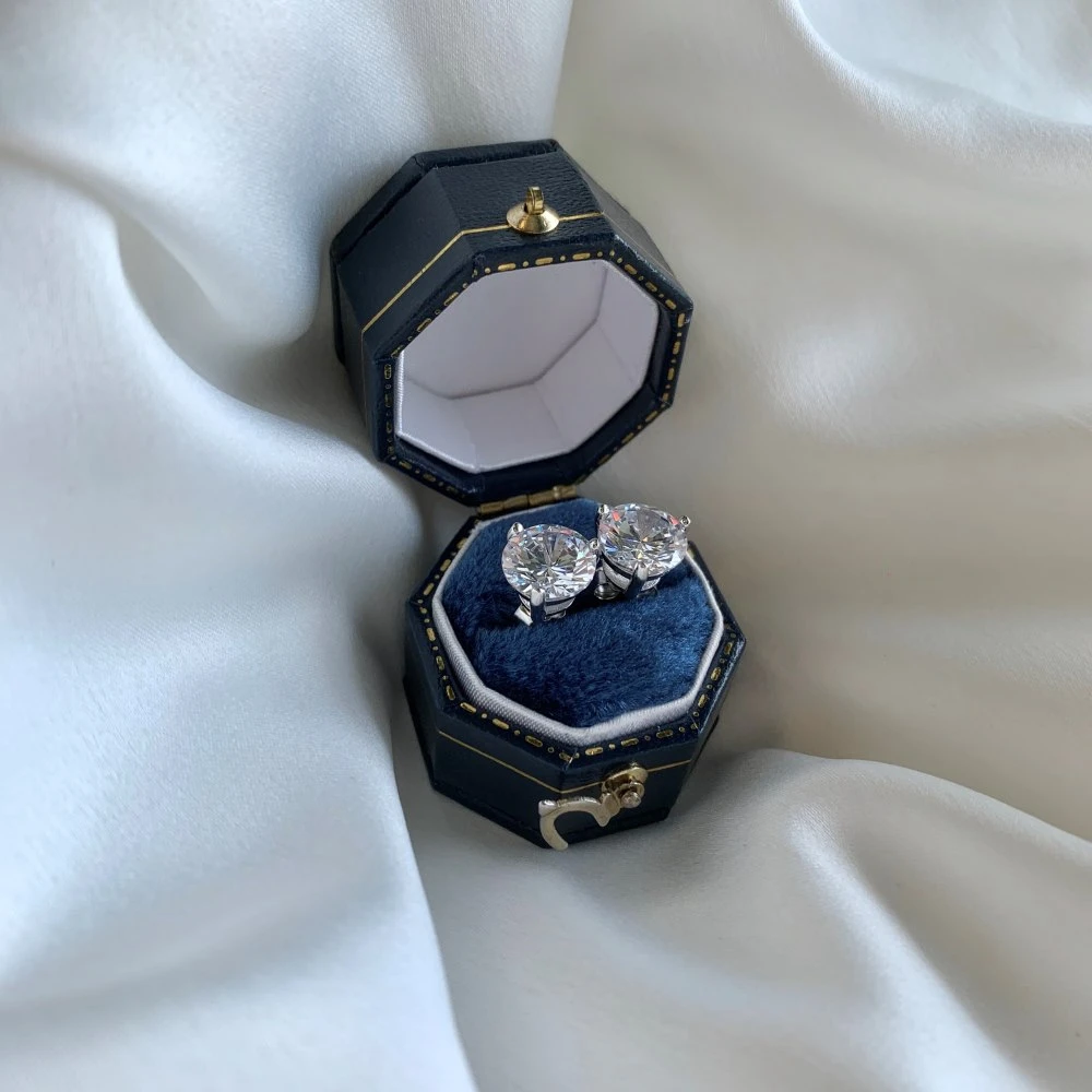 PuBang Fine Jewelry 8MM Sparkling Stud Earrings for Women Party Gifts Solid 925 Sterling Silver Created Moissanite Free Shipping