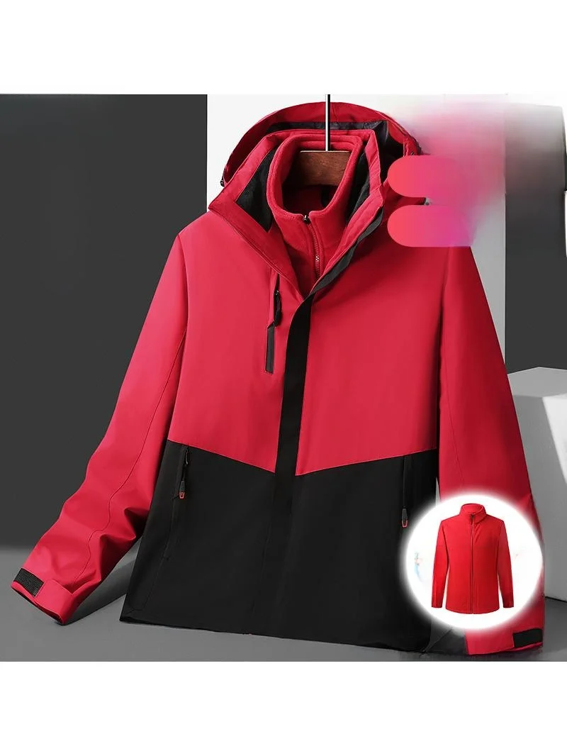 

Outdoor Men's Tee-in-One Fce Lined Thiened Jaet Detachable Hat Windproof Skiing Clothes Polyester Fiber Universal Se...
