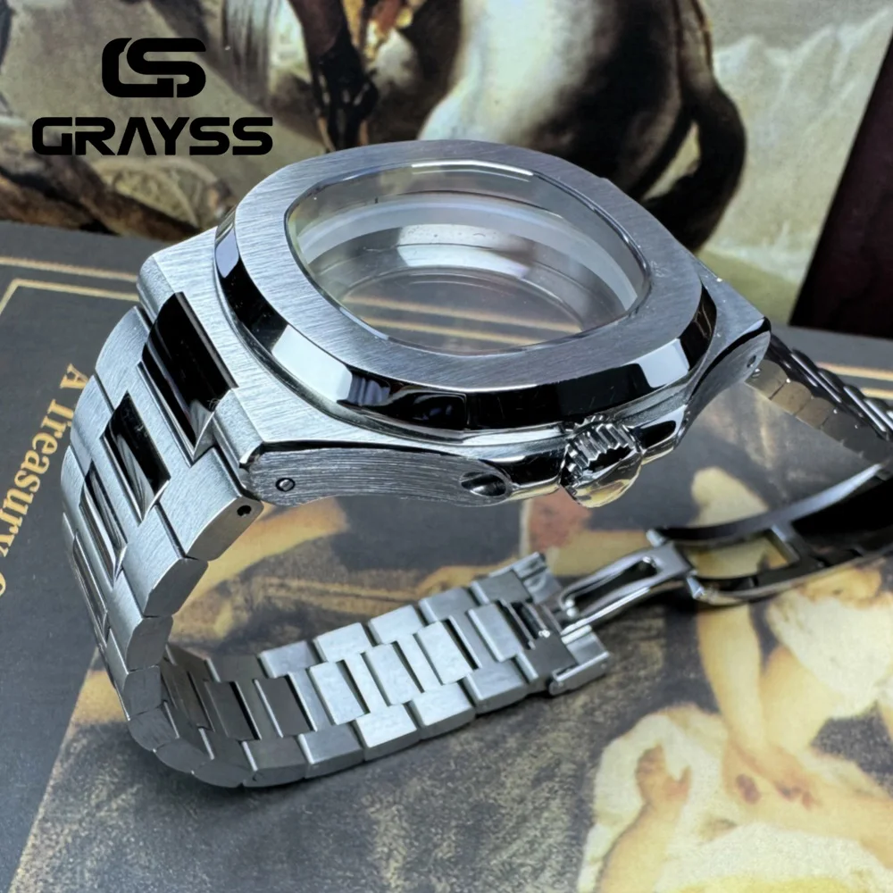 Квадратный корпус часов, браслет из стали 316L для Nautilus NH34 NH35 NH36 4r35, механизм с сапфировым стеклом, запасная часть для часов