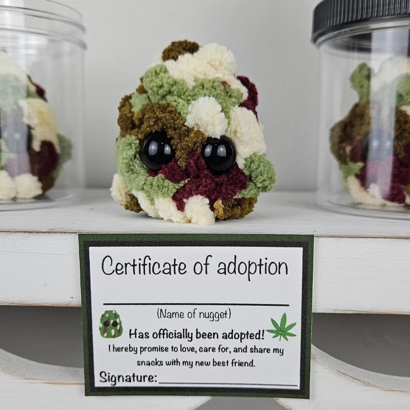 Adopt A Weed Nugget Plush, Little Weed Nugget Plush, In A Jar Handmade Plush Stuffed Toys, Little Nugget Desktop Plush Ornament