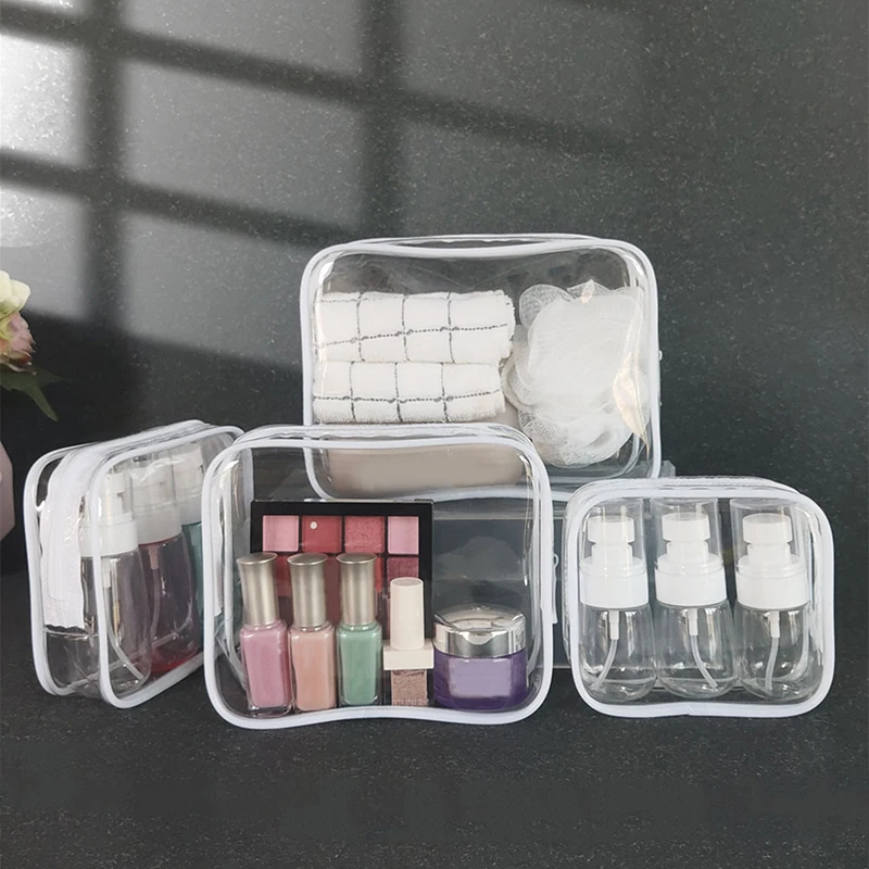 Transparent PVC Bags Travel Organizer Clear Makeup Bag Beautician Cosmetic Bag Beauty Case Toiletry Bag Make Up Pouch Wash Bags