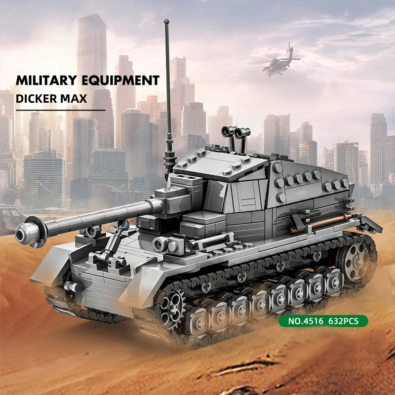 Military Classic Model Dicker Max Tracked Armored Vehicle Collection Ornament Building Blocks Bricks Christmas Toys