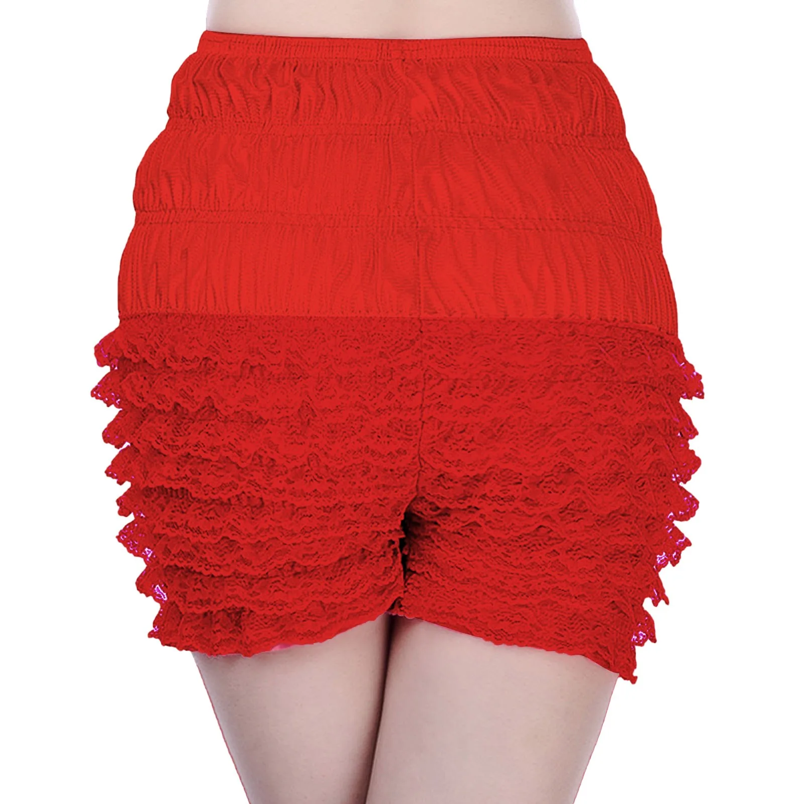 

Women's Bottoms High Waist Multi Layered Lace Puffy Shorts Sweet Cute Solid Colour Pleated Layered Lace Lantern Shorts Bottoms