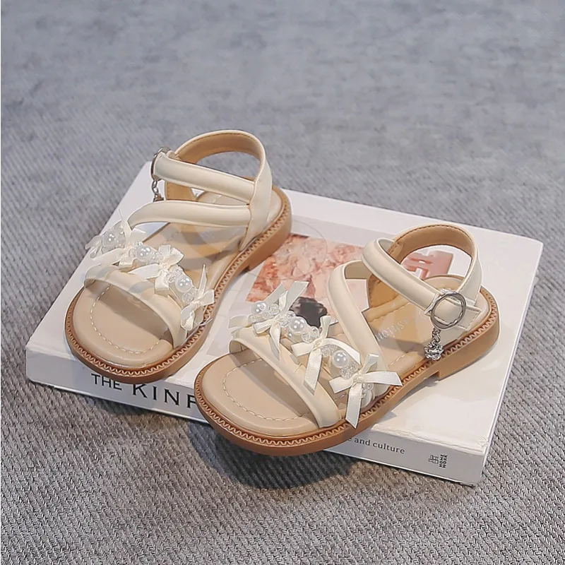 

Girls Beach Shoes Open Toes Kids Sandals Soft Bottom Non-slip 2026 Summer New Children Princess Casual Shoes Sweet Trendy