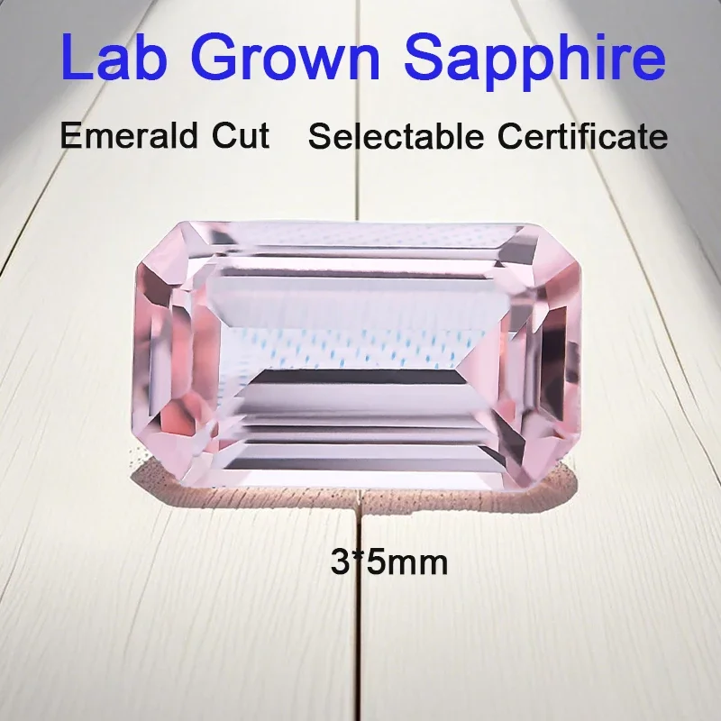 

TOP Lab Grown Sapphire Loose Stone Gemstone Emerald Cut VVS1 Morgan Pink Beads for Jewelry Making Pendant Selectable AGL Certifi