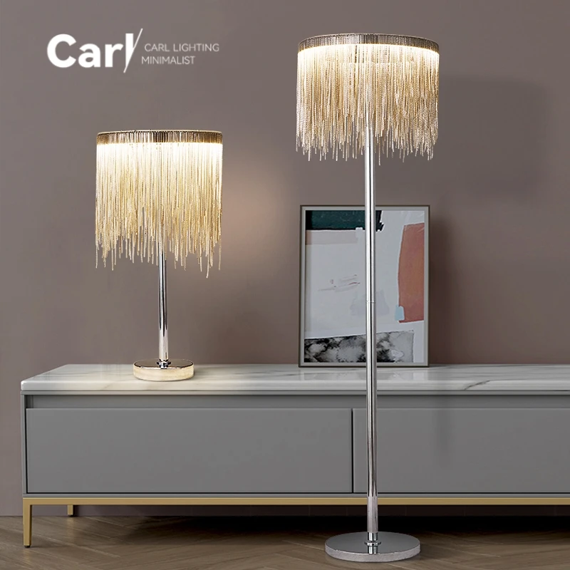 New Tassel Floor Lamp Living Room Bedside Light Luxury Bedroom Vertical Table Lamp Nordic Postmodern Simple Sofa Corner Art Lamp - view 4
