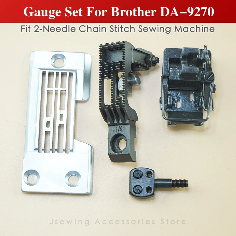 Juego de manómetros para máquina de coser industrial Brother DA-9270 de 2 agujas con alimentación por el brazo, puntada de cadeneta doble, accesorios y piezas para confección.