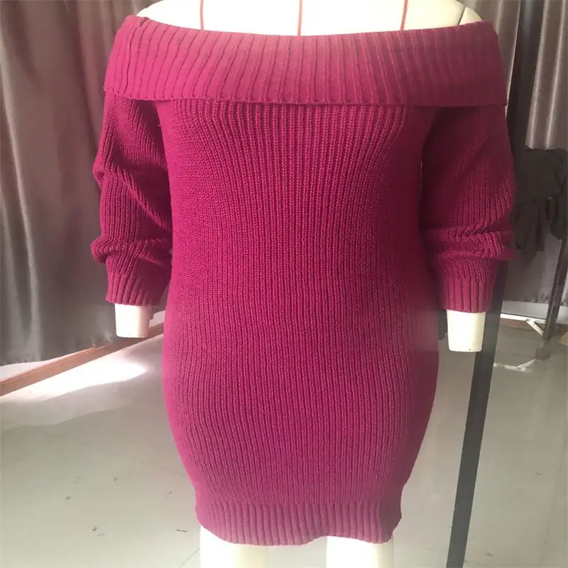 Women's Sweater 2023 Autumn And Winter New Medium Long One Line Collar Casual Large Size Sweater