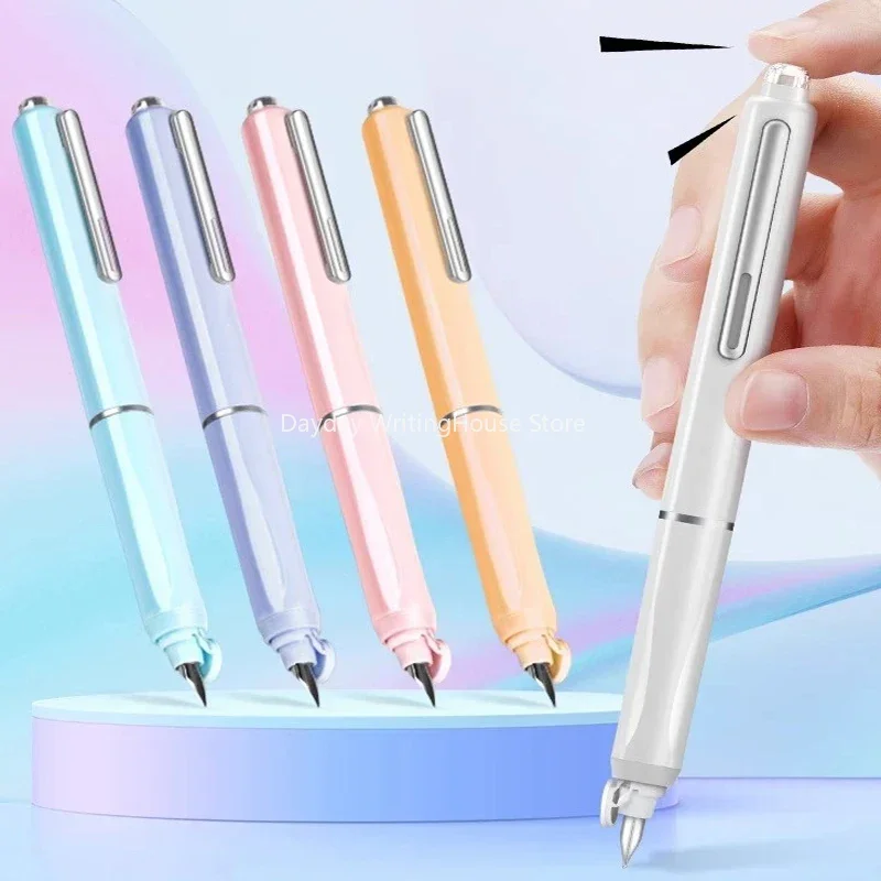 Sealed Press Fountain Pen Automatic Press Student Writing Hard Pen Calligraphy 0.5mm Replaceable Cartridge Ink Interesting Gift