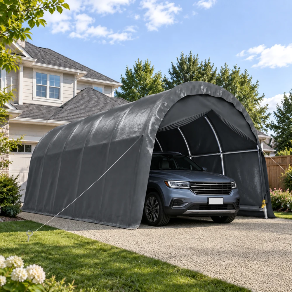 Orraves 13x20 FT Arched Carport, Heavy Duty Outdoor Garage with Galvanized Steel Frame & 180G PE Tarp, Waterproof & UV Resistant – For Car, SUV, Truck, Boat, Party, Storage