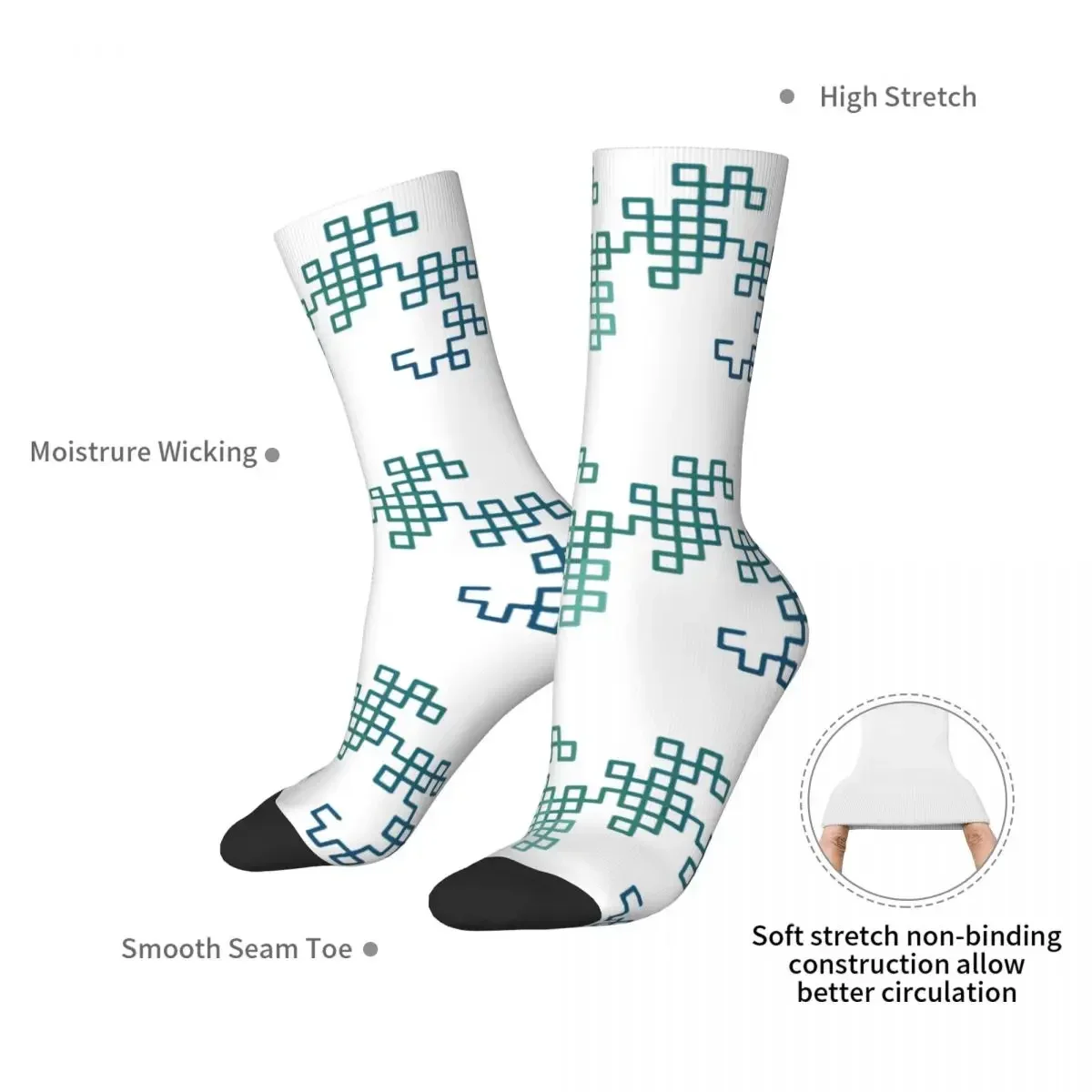 Dragon Curve Fractal - 8 Steps Gradient Socks Harajuku Super Soft Stockings All Season Long Socks Accessories for Unisex Gifts