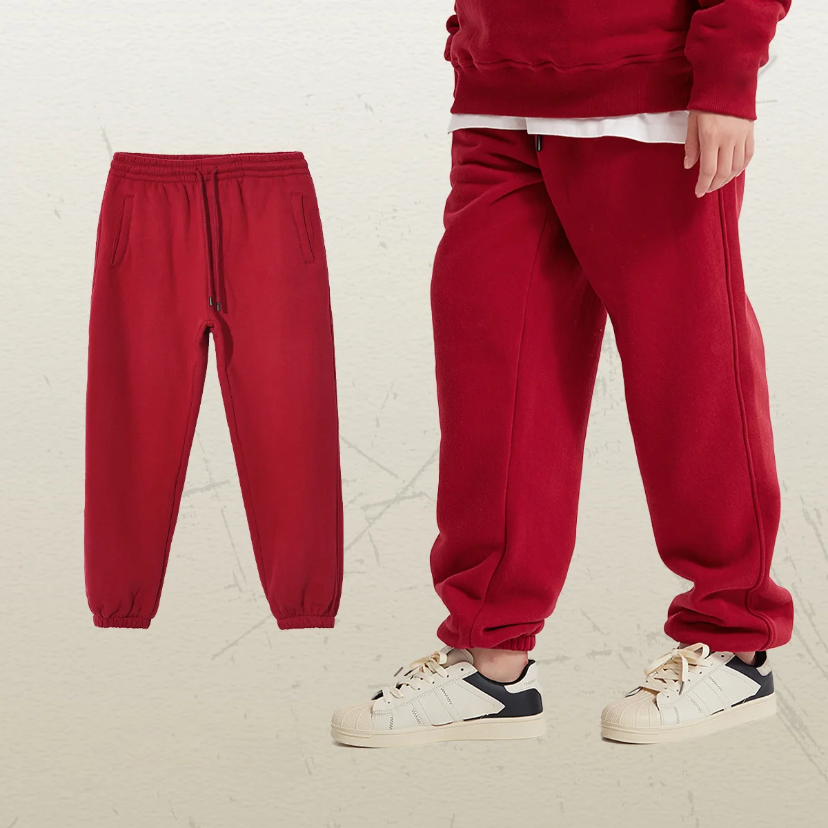 Fashion Autumn Winter Fleece Trousers Men Casual Loose Baggy Sweatpants Streetwear Wam Track Pants Clothes