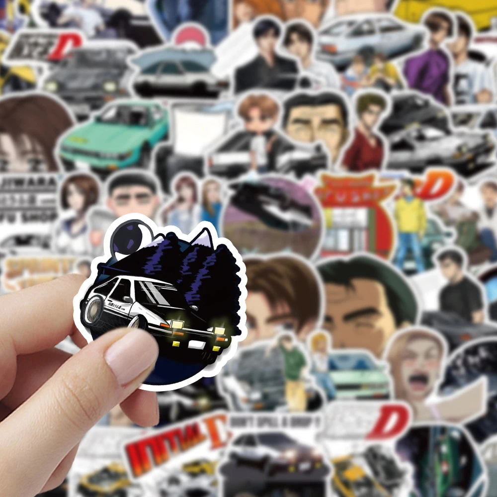 10/30/60pcs Classic Racing Car Anime Initial D Stickers Waterproof DIY Skateboard Helmet Phone Guitar Cool Cartoon Decals Decor
