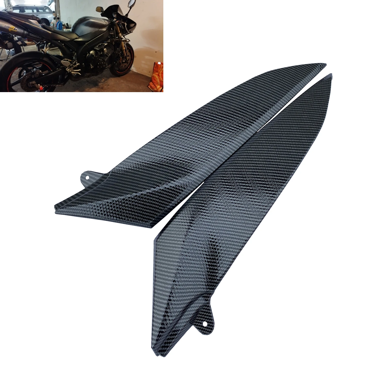 Carbon Fiber Style Tank Side Panels Upper Cover Fairing Trim Cowl For Yamaha YZF R1 2004 2005 2006