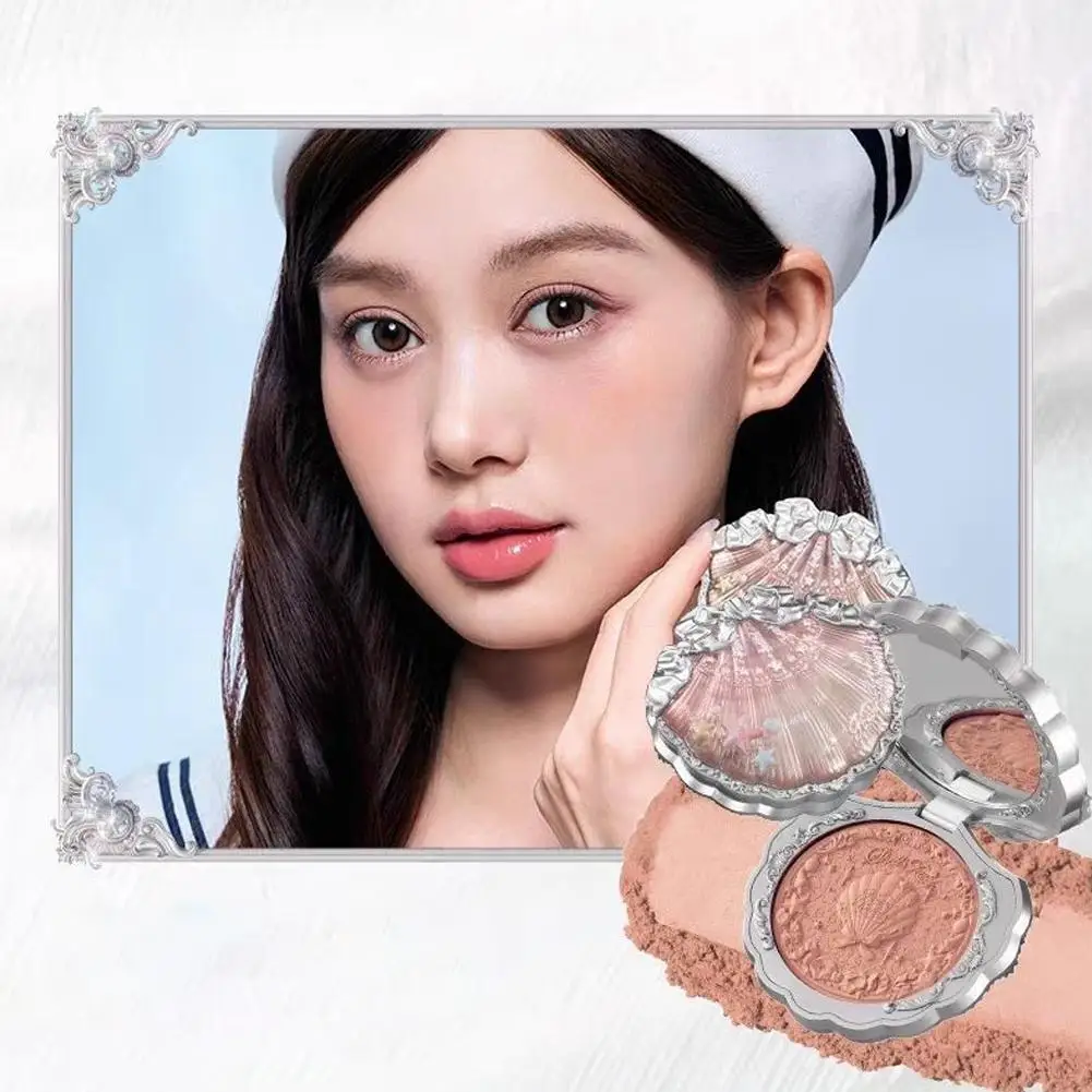 ماكياج Flowerknauws شل اللؤلؤ جمع الحرير الساتان أحمر الخدود خفيفة الوزن عالية المصطبغة أحمر الخدود مسحوق طويلة الأمد الوجه أحمر الخدود #6