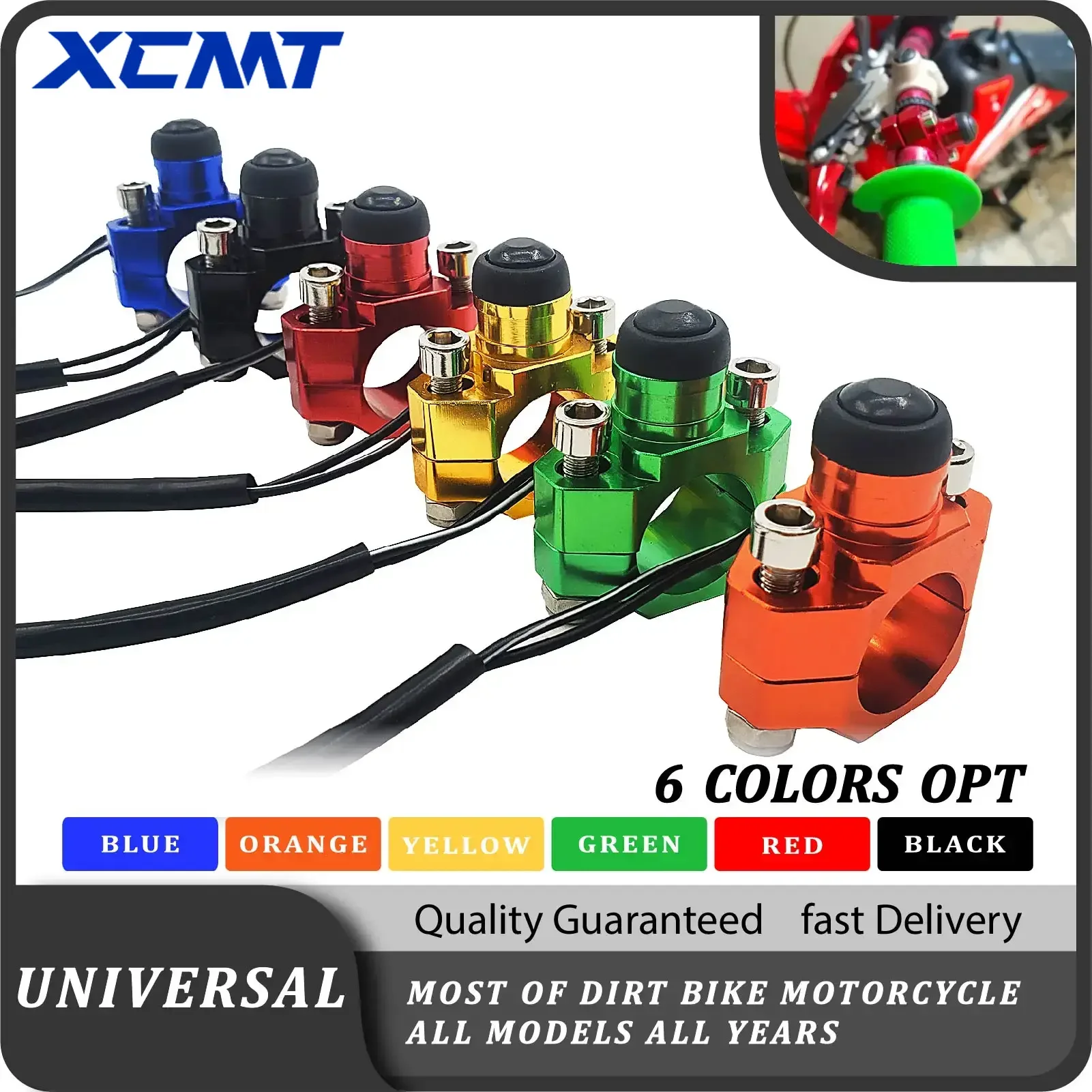 CNC Motorcycle Universal Stop Start Kill Switch Button With Rotating Bar Clamp For KTM HONDA YAMAHA YZF WRF CRF EXC XCF 125 250