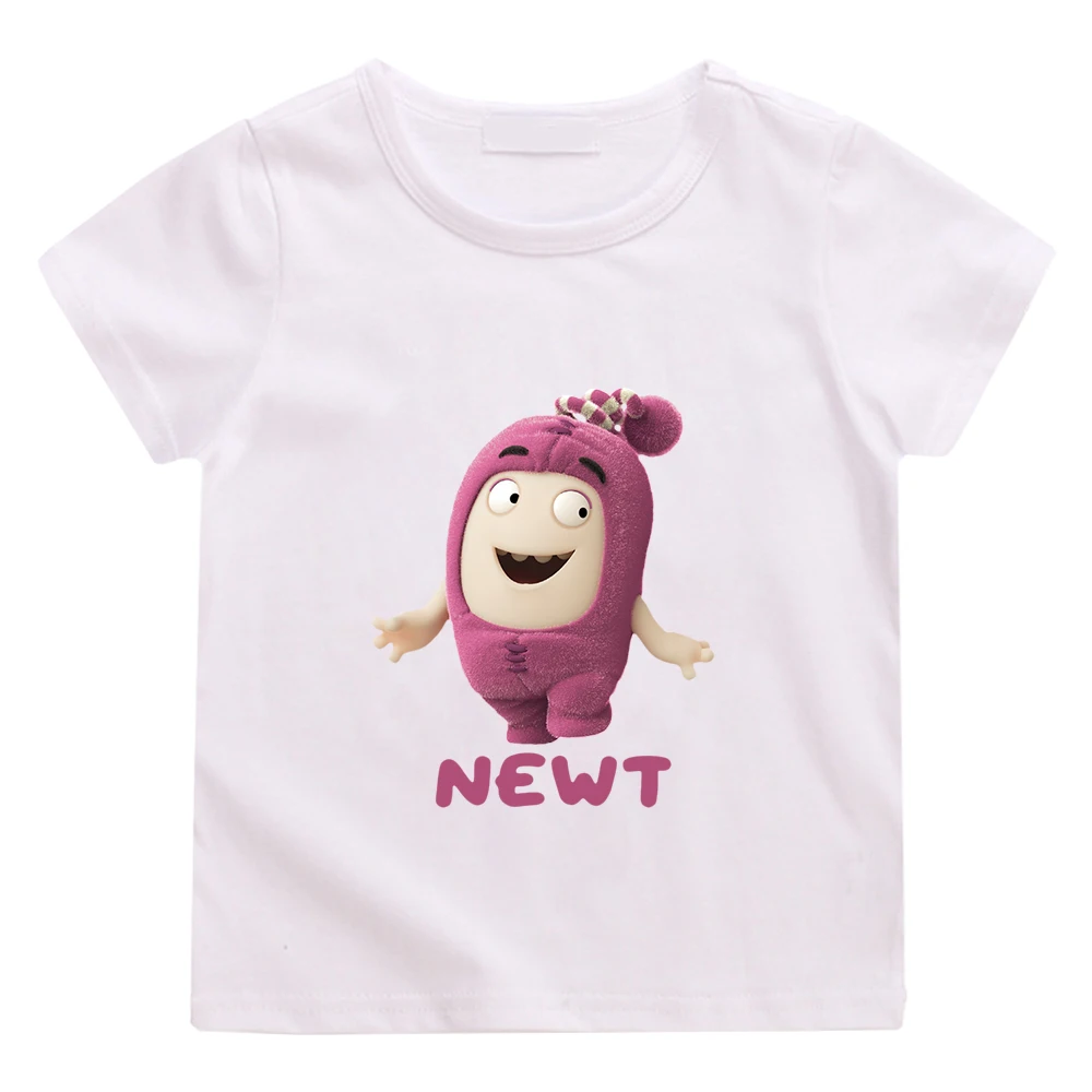 Oddbods NEWT Pink Children Cute T-shirt 100% Cotton Casual Summer O-neck Tee-shirt Kawaii Cartoon Boys and Girls Tshirts Funny