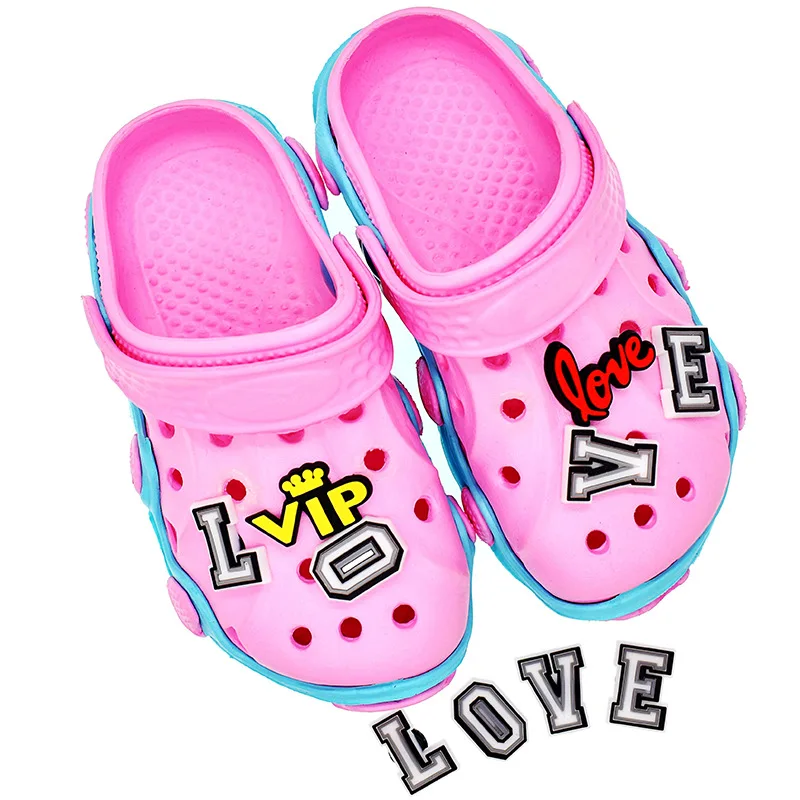 English Letter Black White Alphabet Shoe Set Crocs Accessories Silicone Croc Name Decoration Accessories for Kids X-mas Gift