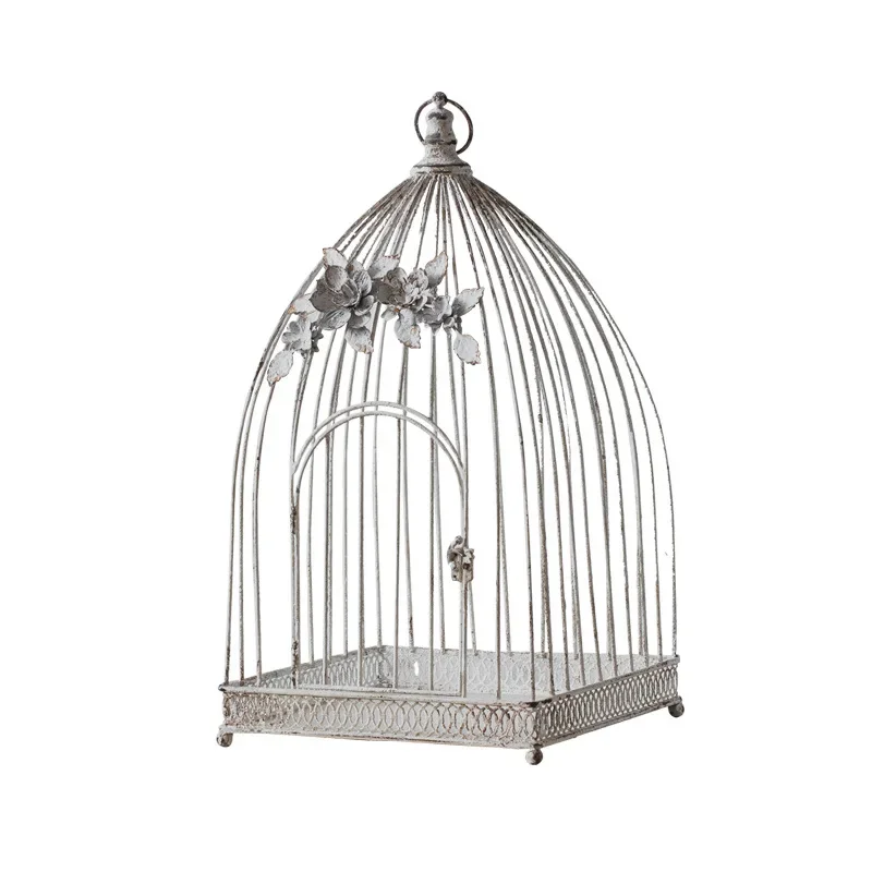 French vintage wrought iron bird cage made old wire wedding photography props decoration window floor-to-ceiling living room