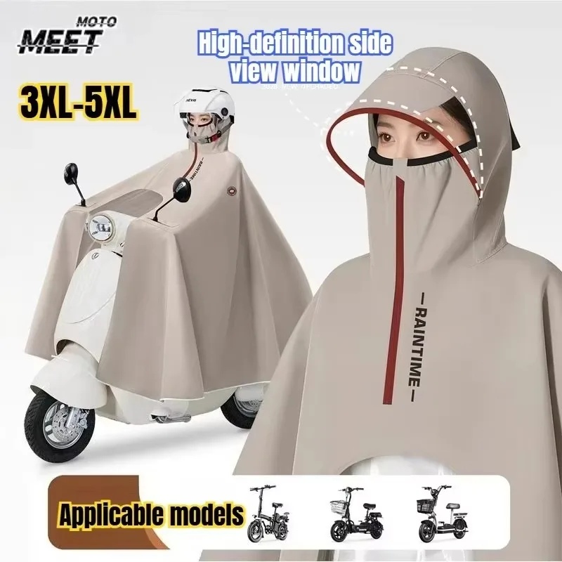 Electric Vehicle Motorcycle Raincoat Thickened Long Single Person Adult Unisex Full Body Rain Poncho for Heavy Rain