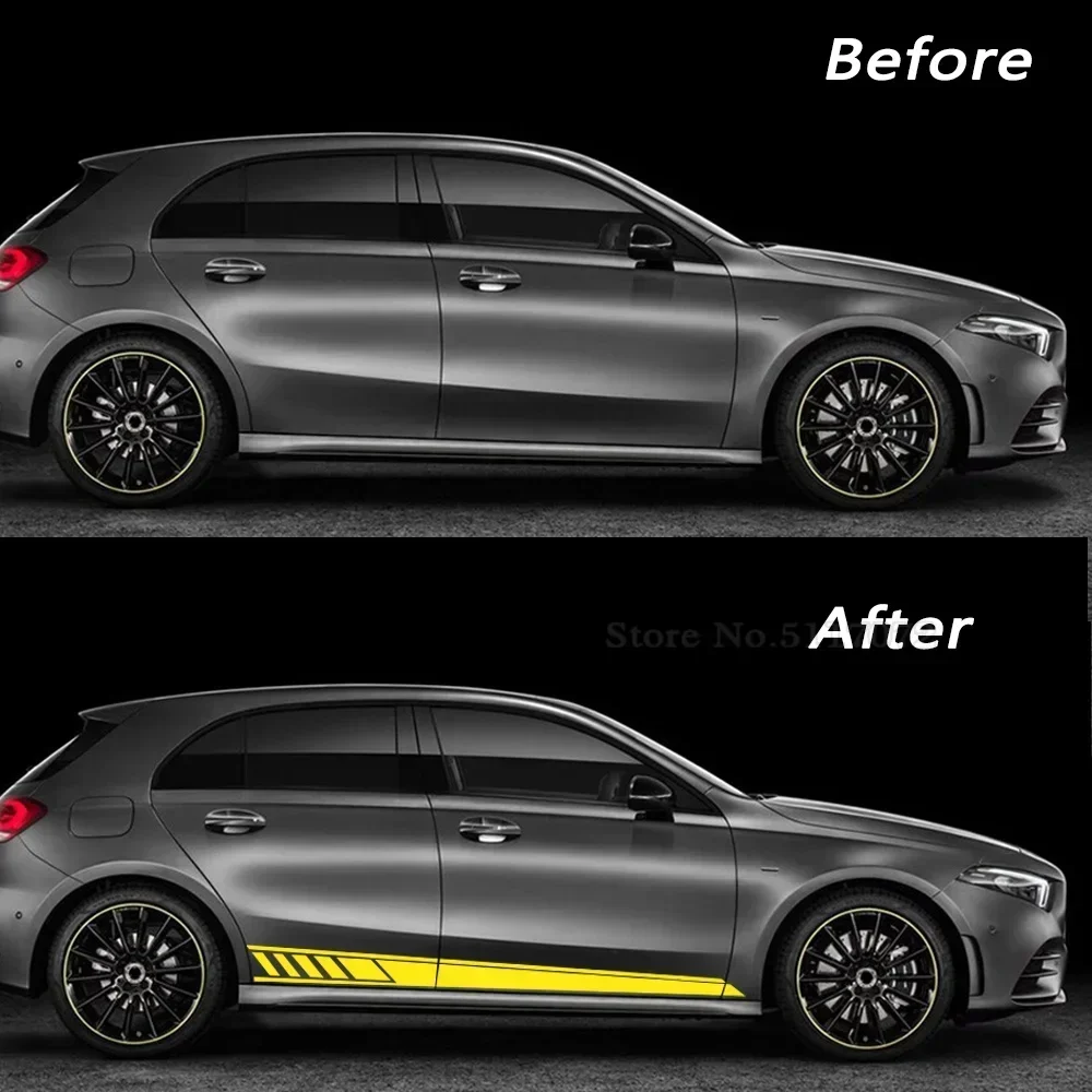

For Mercedes Benz W177 A Class AMG A35 4Matic A45 S A220 A250 2018-Present Accessories Car Door Side Stripes Skirt Sticker