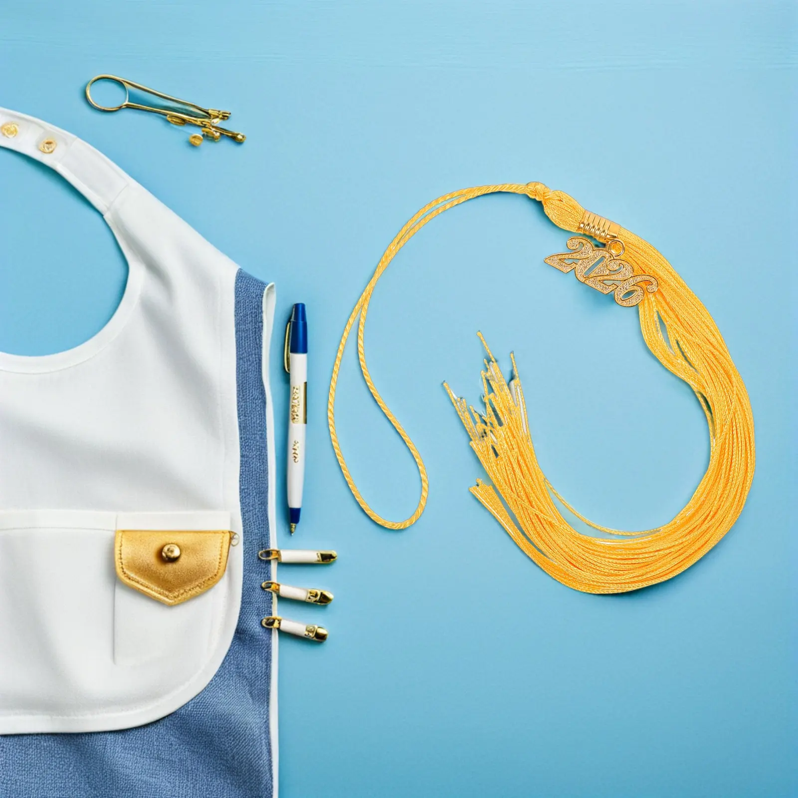 

10Pcs Graduation Cap Tassel Charms 2026 Elegant Academic Gold Graduate Hat Decorations Souvenir High School College Ceremony