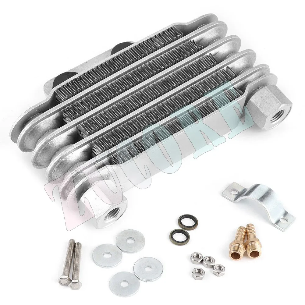 Radiador enfriador de aceite para motocicleta, negro plateado, kit, estilo pequeño