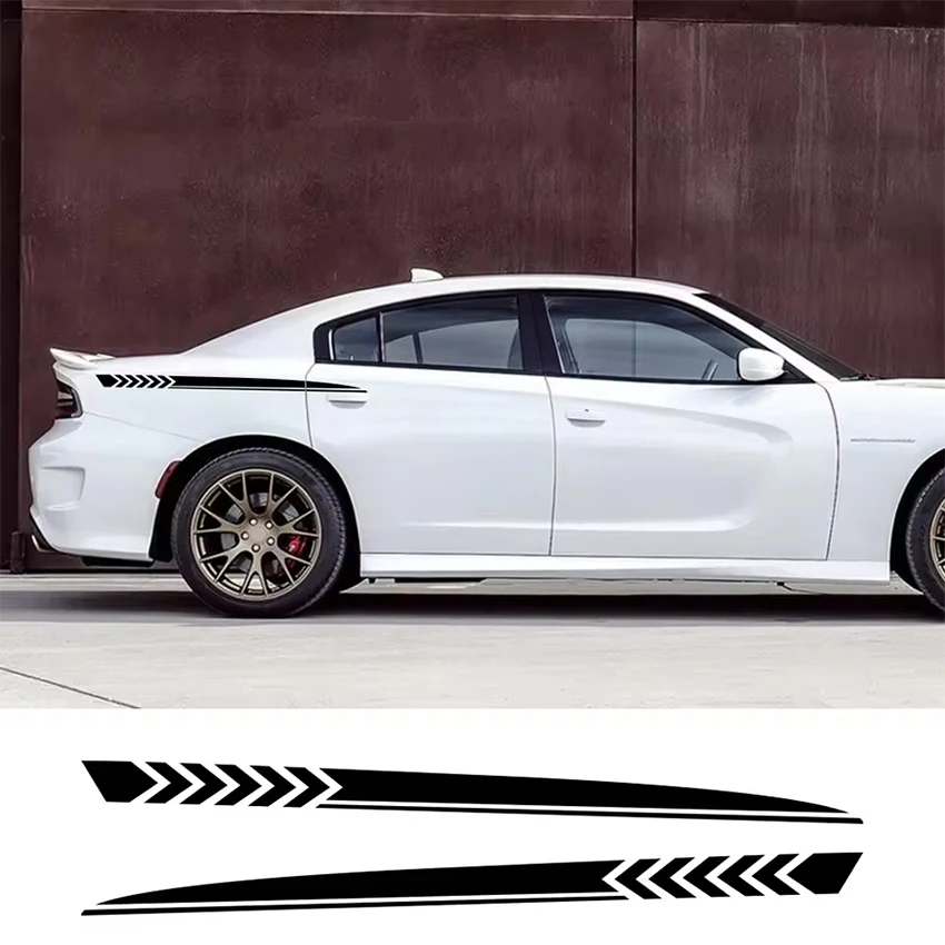 2PSC Car Stickers, Side Skirt Decorative Stickers, Scratch-Covering, Waterproof Modification Decals Car Accessories