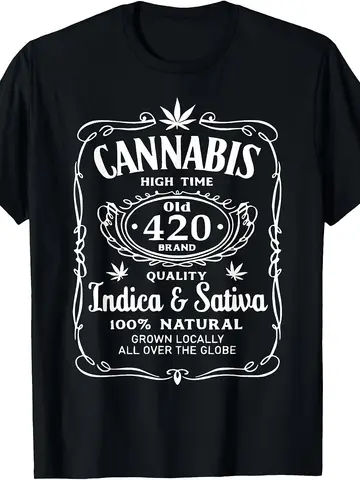 High Time Old 420 Quality Indica & Sativa Weed T-Shirt Same Style for Men and Women 2026 Summer Short-sleeved Printed T-shirt 180G