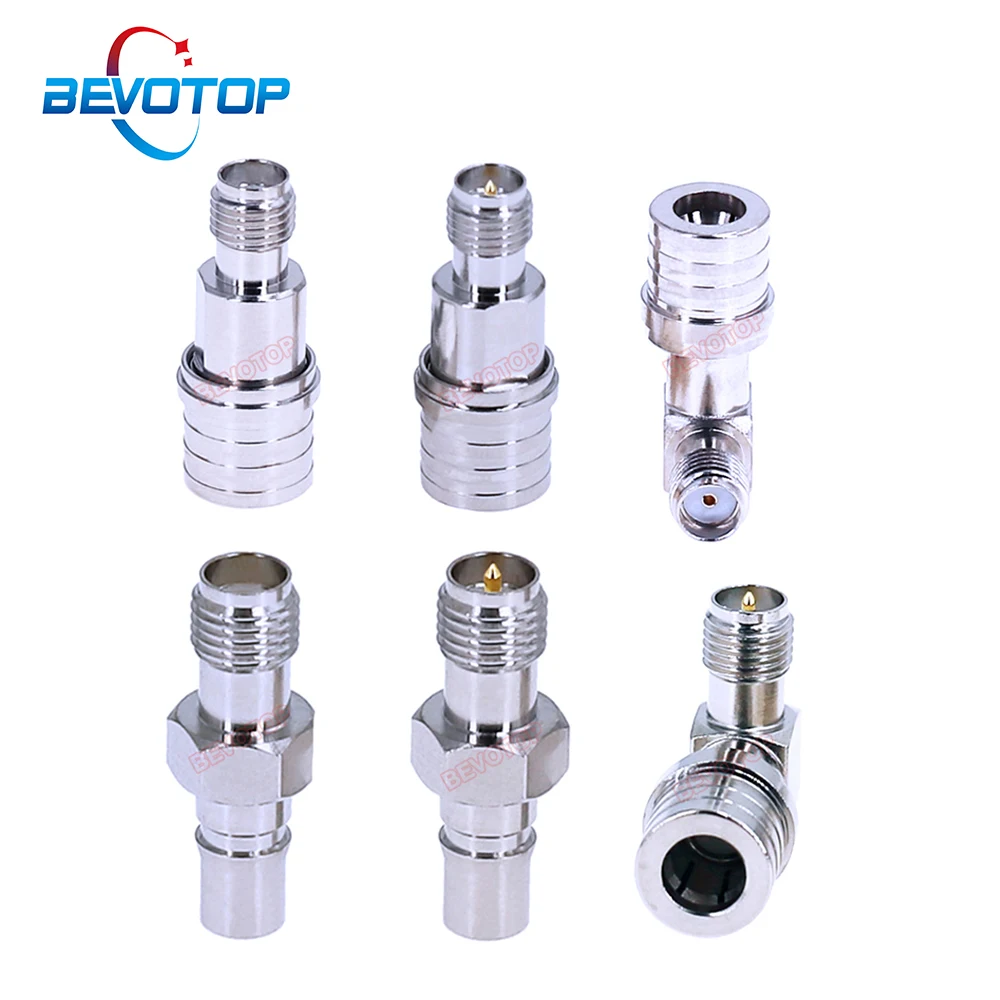 10PCS/LOT QMA to SMA Adaptor QMA Male Female to RP-SMA / SMA Female Straight / Right Angle RF Adapter 50 Ohm Converter BEVOTOP