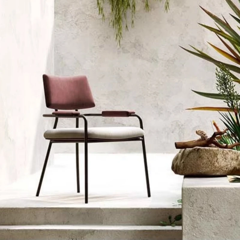 

Kitchen Nordic Dining Chairs Leather Metal Portable High Dining Chairs Luxury Comfortable Sillas Comedor Furniture Home