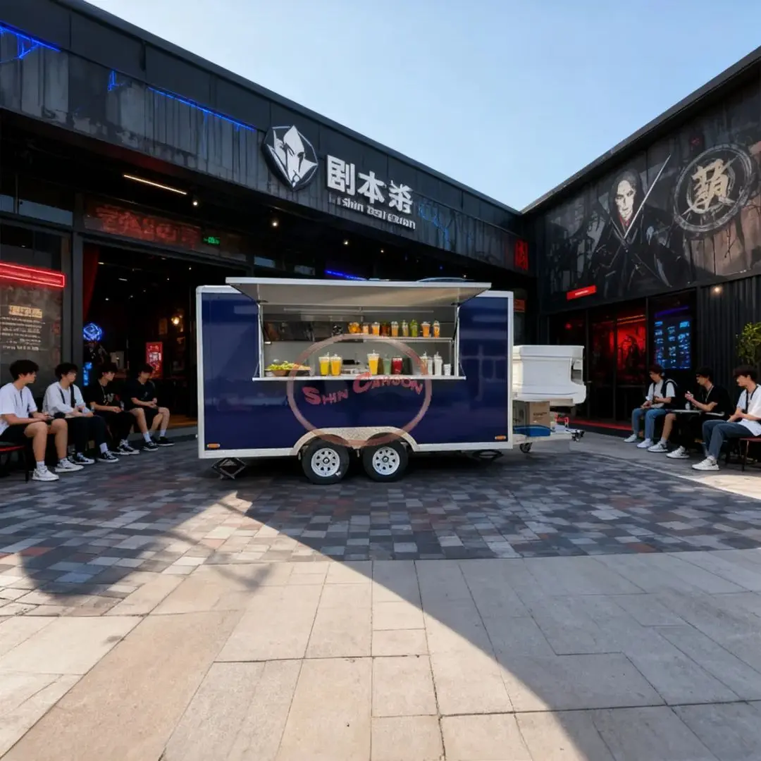 

Portable Outdoor Food Vending Trailer - Fully Equipped Kitchen Cart Ideal for Catering Events And Snack Sales