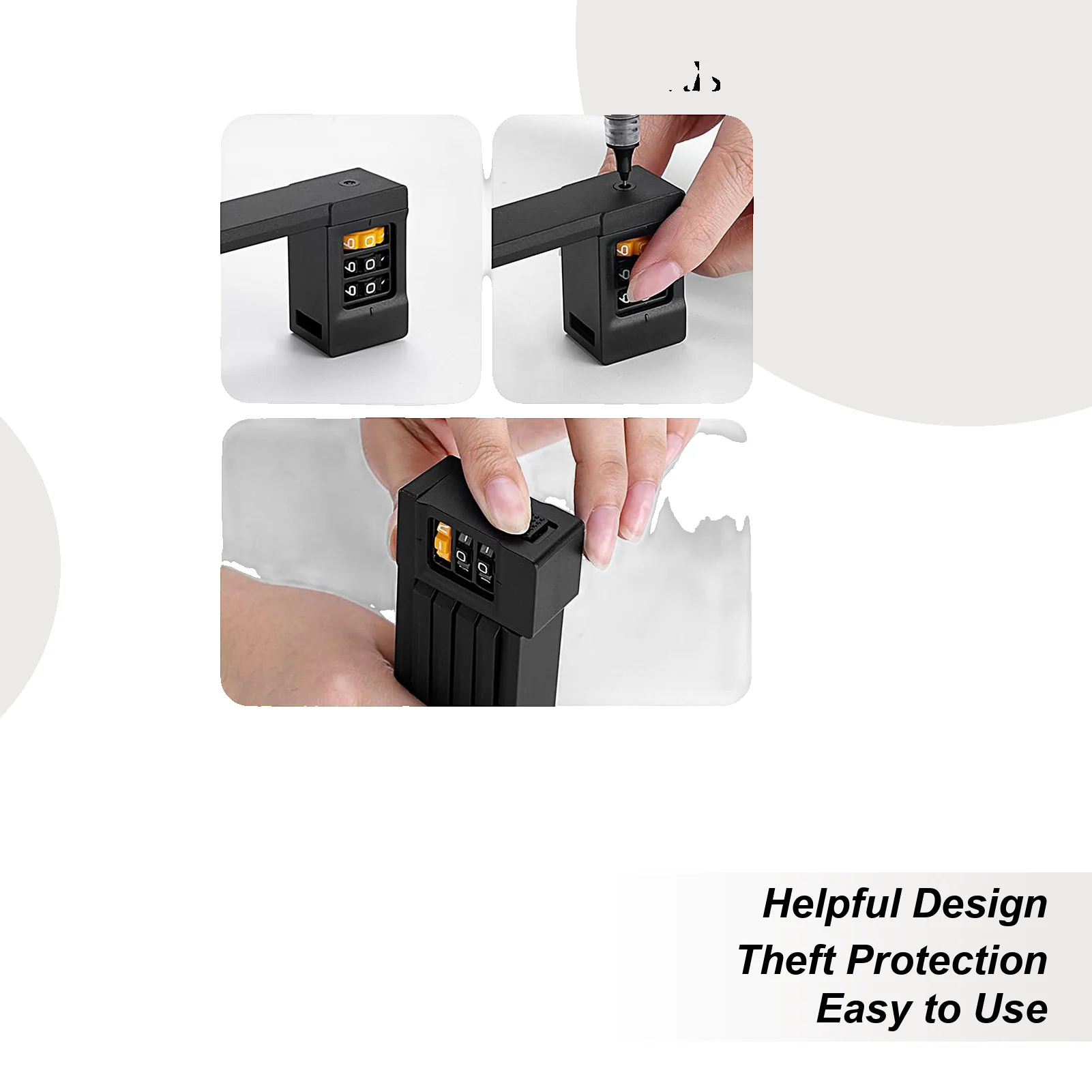 

Складной циклический замок, противоугонный замок высокой безопасности, 3-значная комбинация, безопасная защита для общественного кампуса, поездок на работу, продуктов, покупок