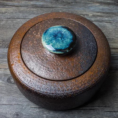 Handmade Rough Pottery Japanese Set, Earthenware Ceramic Pu Erh Awakening Jar, Tea Storage Large