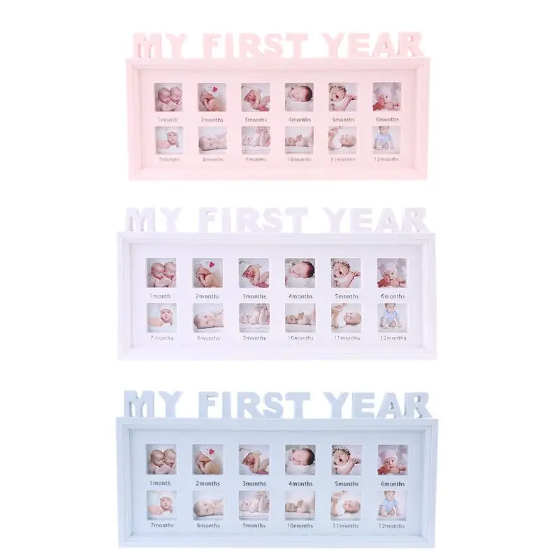 

F62D Novelty Photo Frame for Family First Party Decoration Kids Baby Boy Girl 1st Year 12 Month Newborn Presents